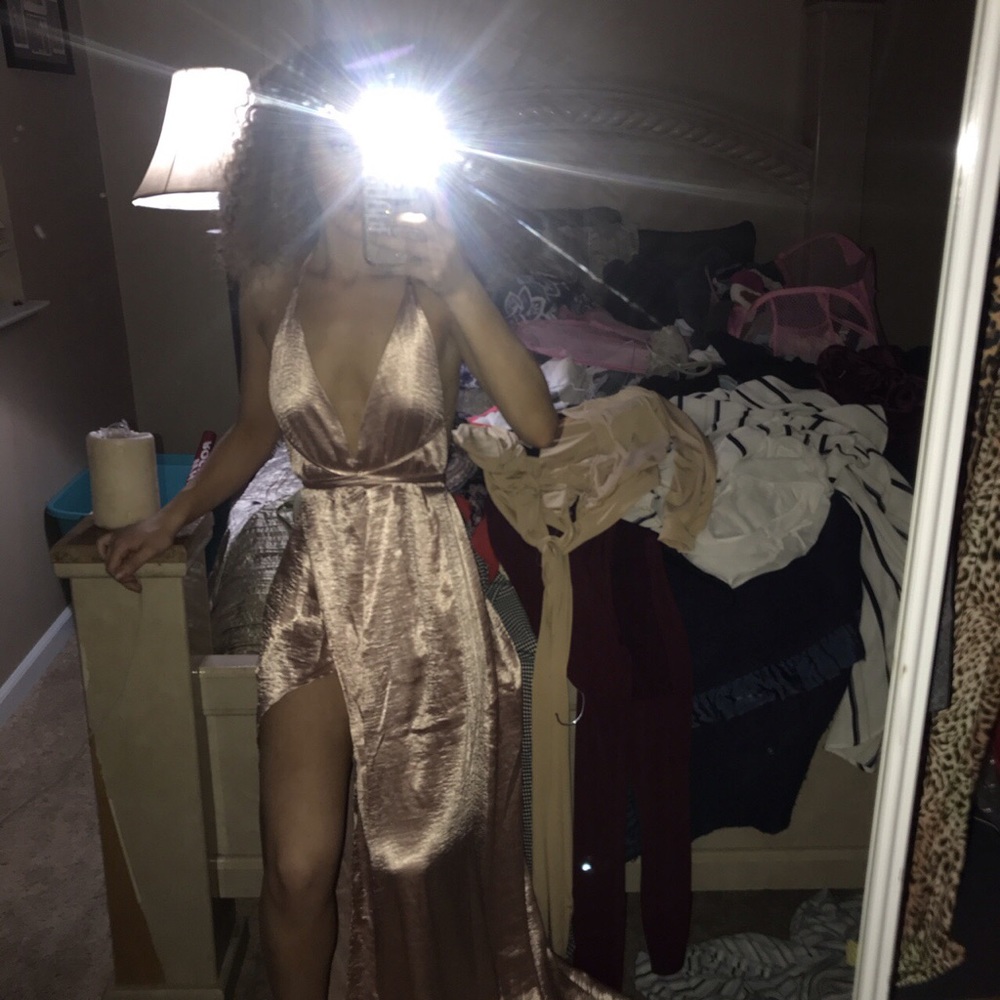 Rose gold/ pink backless dress